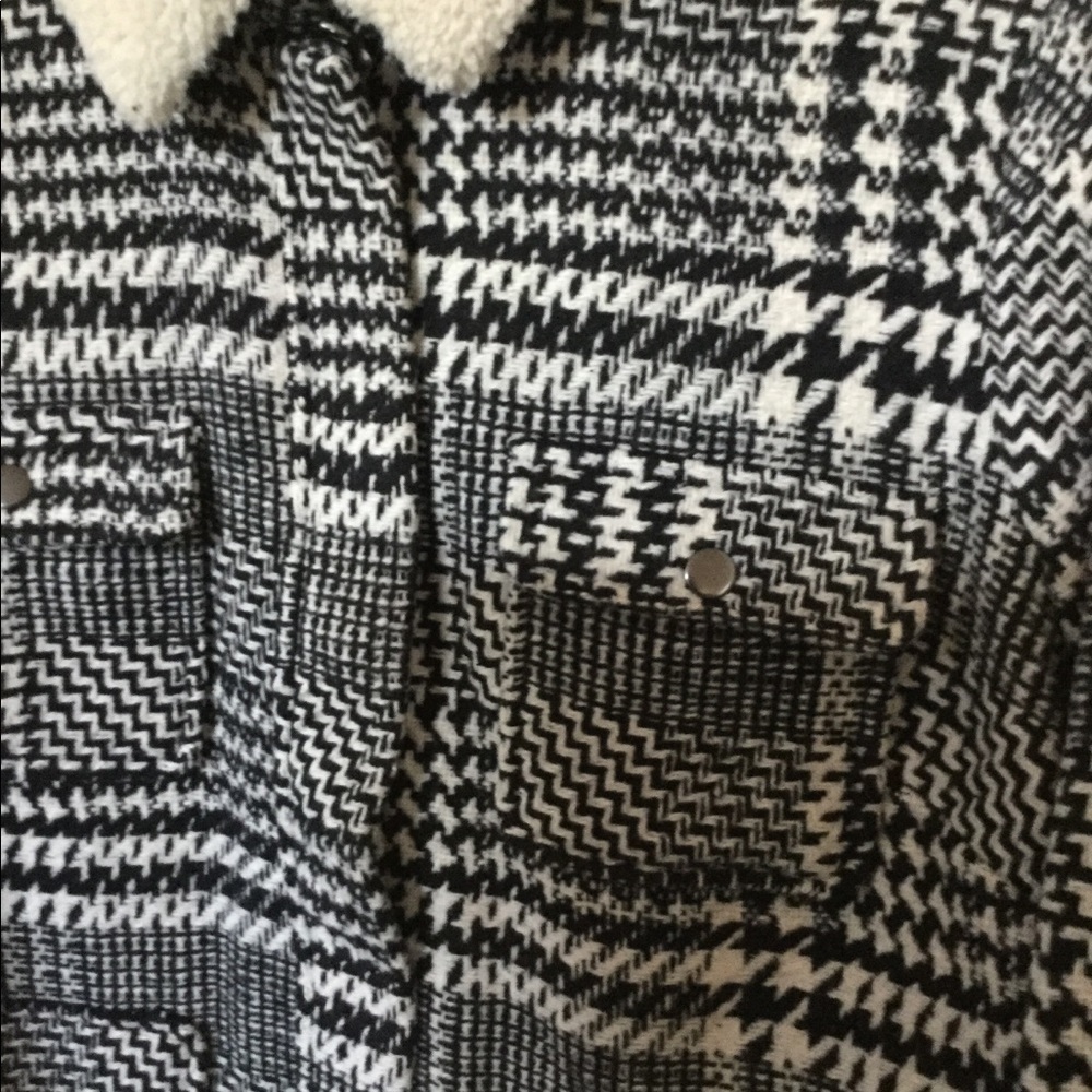 JUST FAB XXL Classic thick Fabric Plaid Black/White Jacket NEW Super Cute!! - Picture 5 of 8